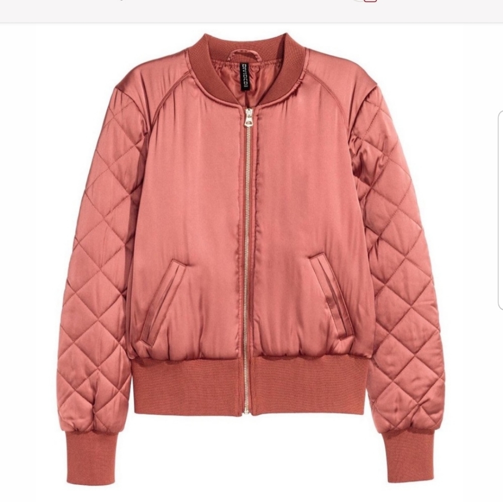 H&M Pink Satin Bomber Jacket